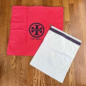 Tory Burch NWOT 2 Dust Bags Bundle Drawstring Logo XL and Medium